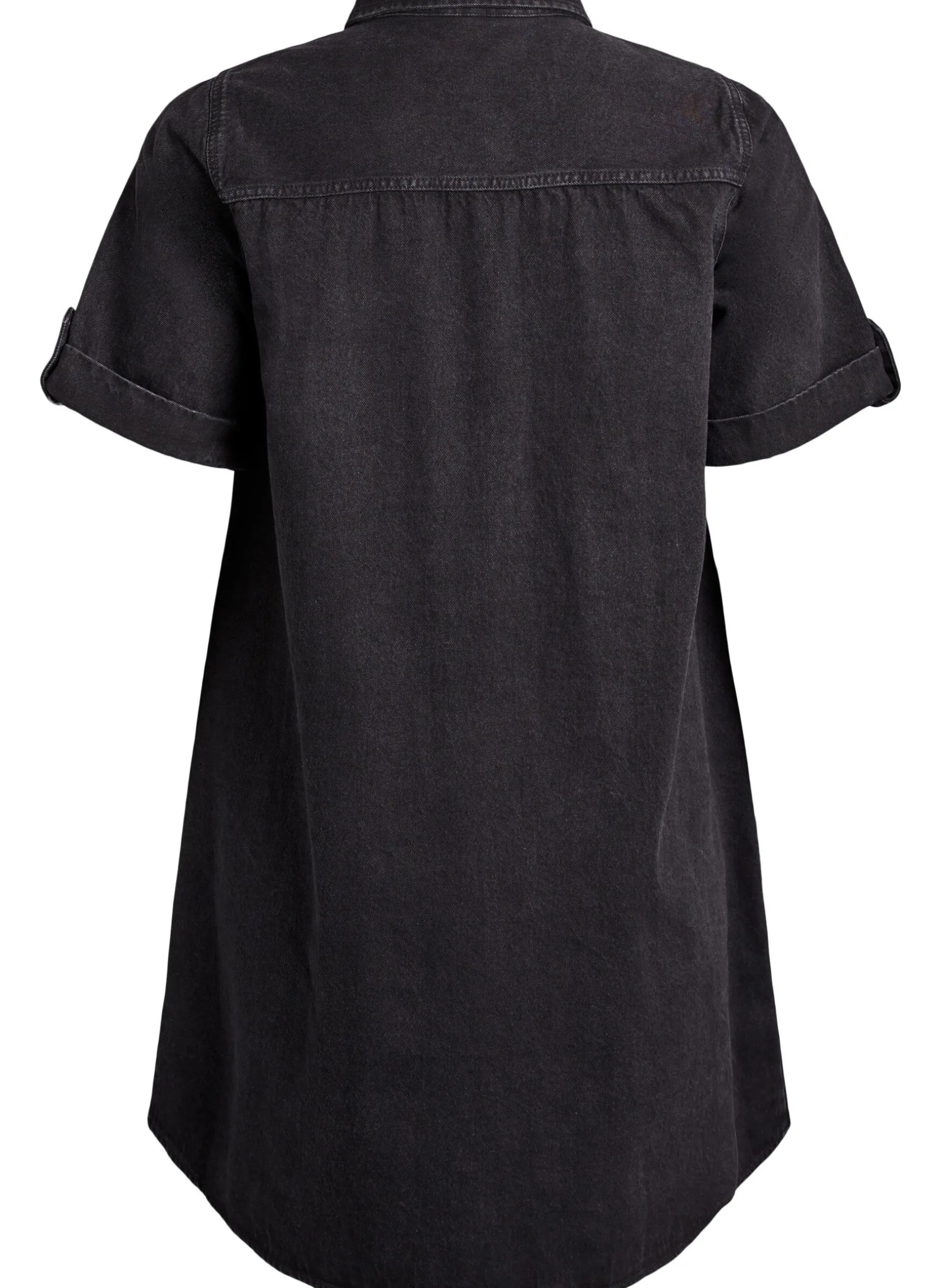 Denimkleid mit kurzen Ärmeln und Knöpfen