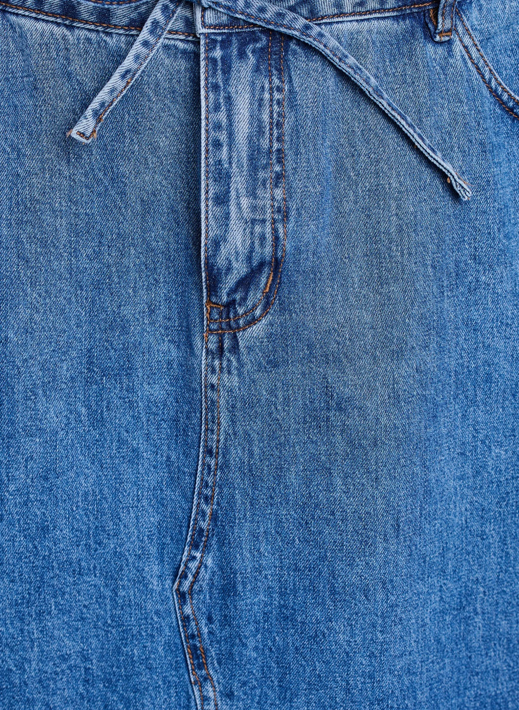 Denim-Maxirock mit Bindegürtel