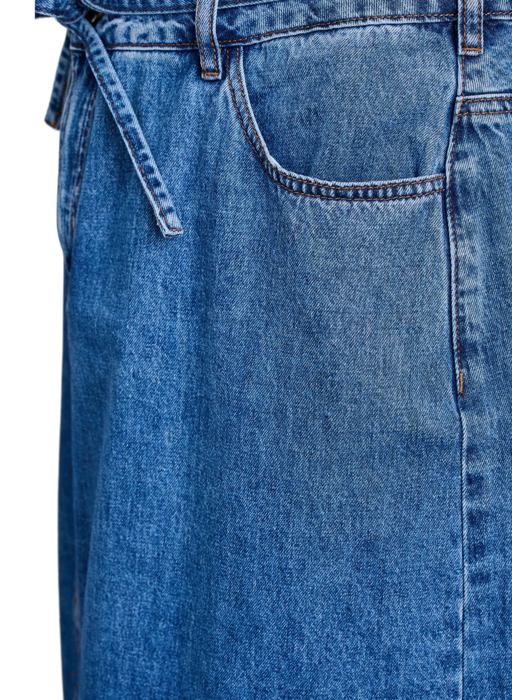 Denim-Maxirock mit Bindegürtel