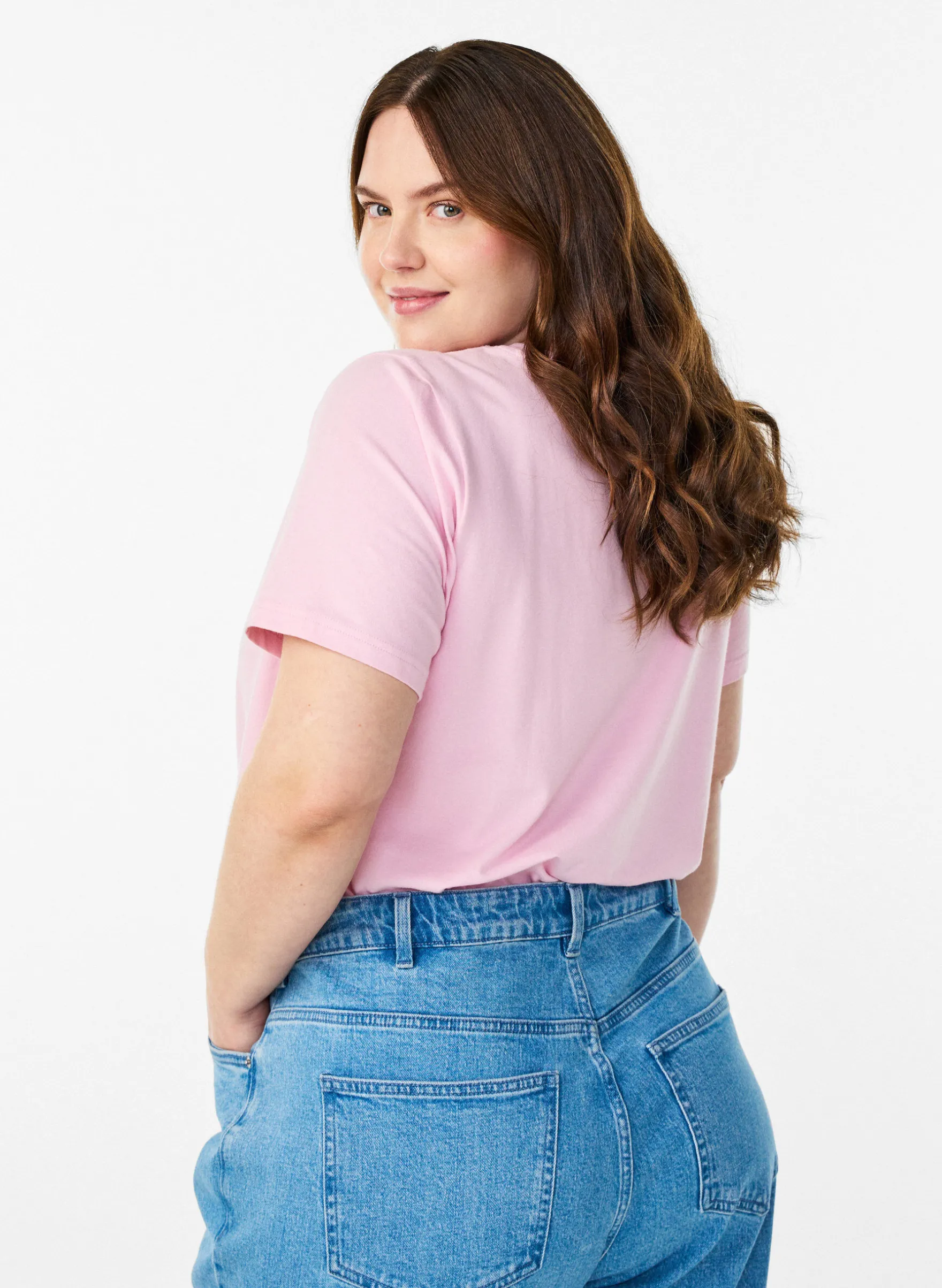 Einfarbiges Basic-T-Shirt aus Baumwolle