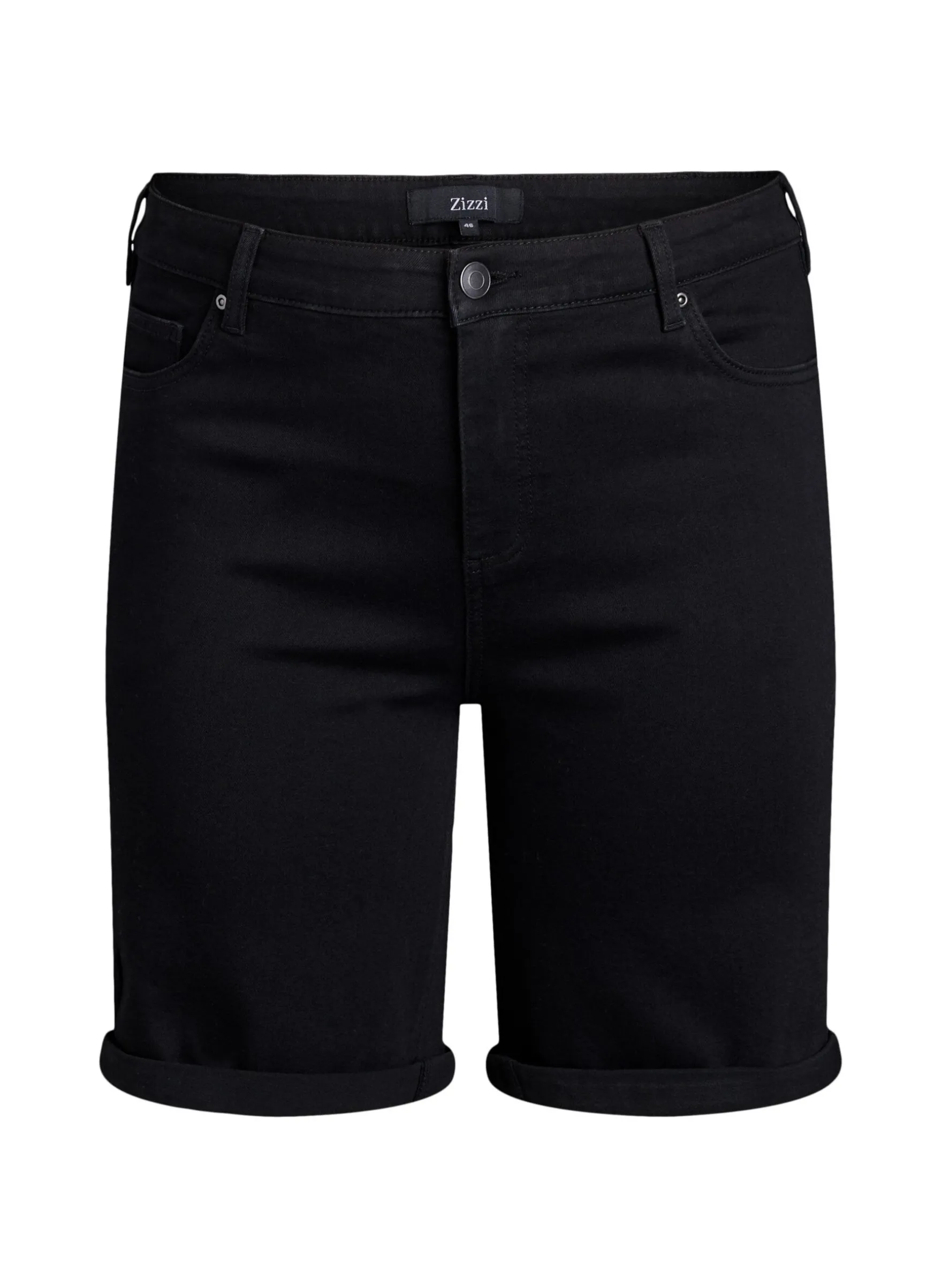 Eng anliegende Jeansshorts mit hoher Taille