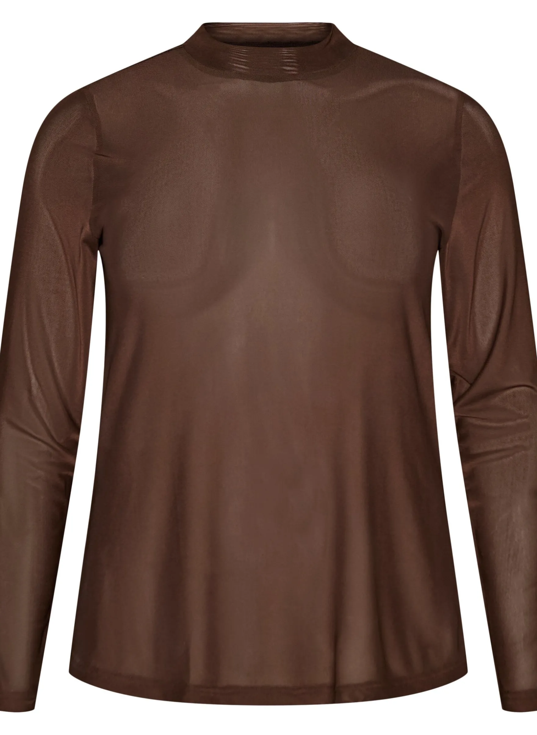 Enganliegende Mesh-Bluse mit langen Ärmeln