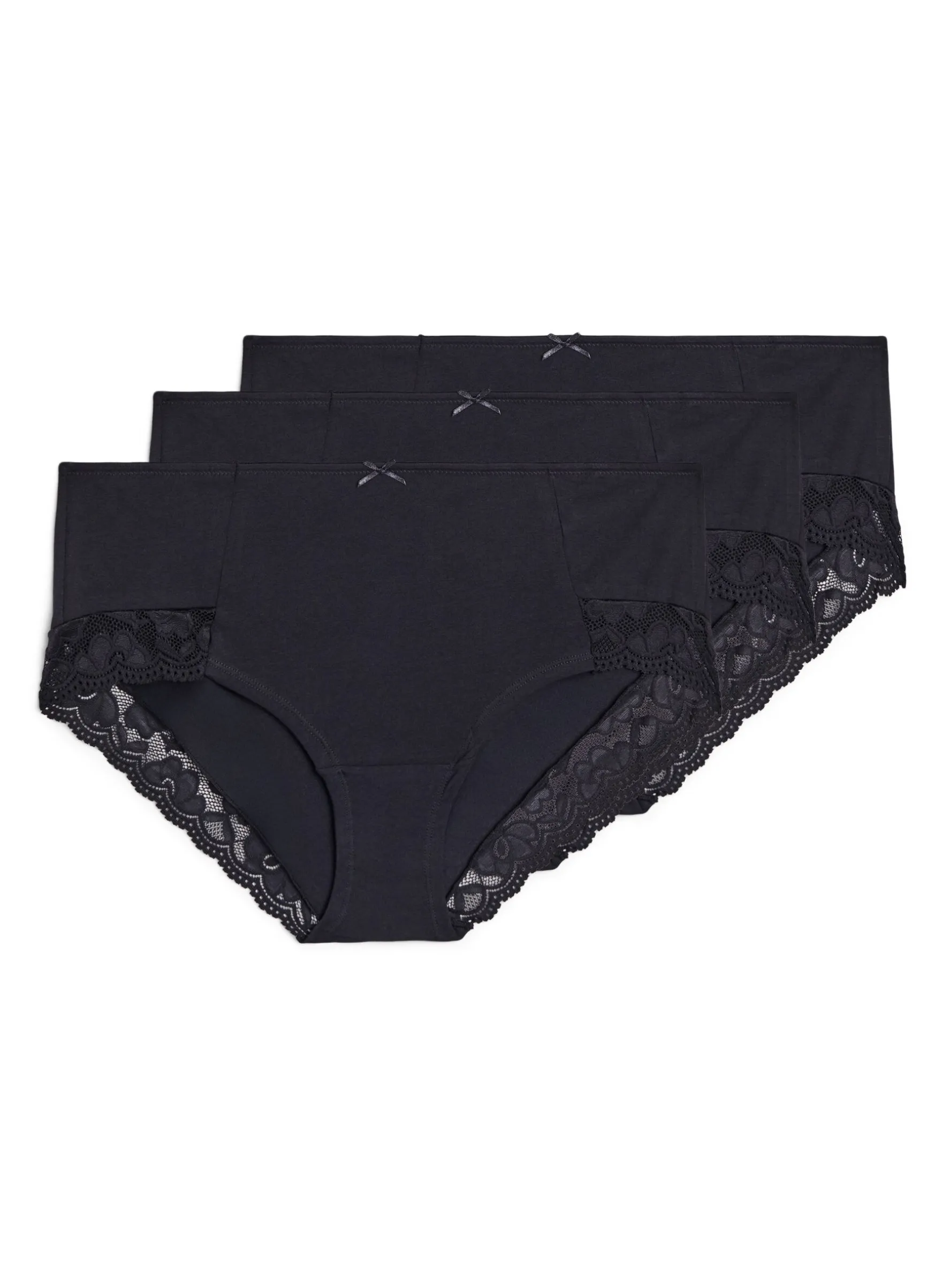 3er Pack Hipster-Panties mit Spitzenbündchen