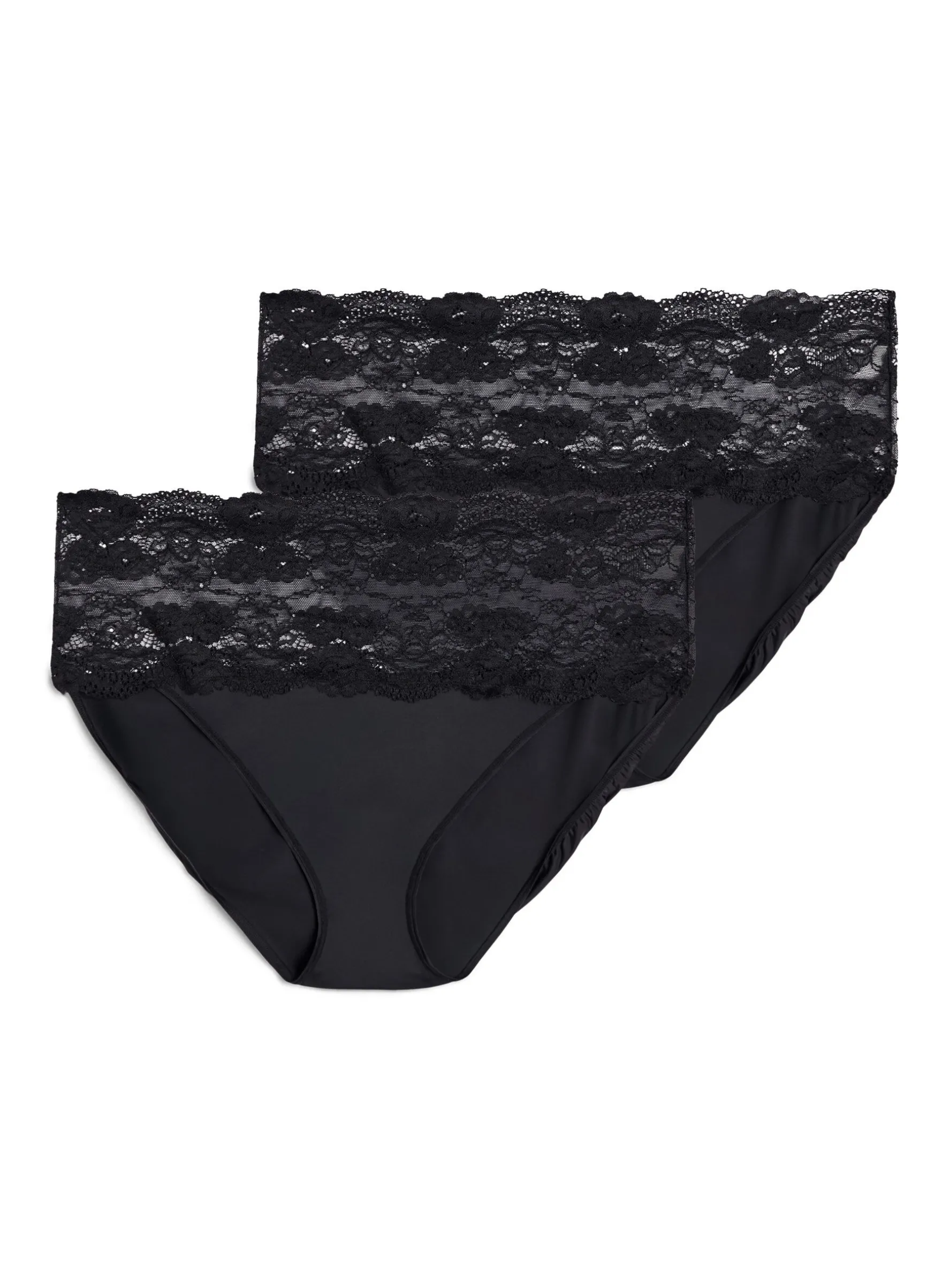 2er-Pack Höschen mit Spitzenband und hoher Taille