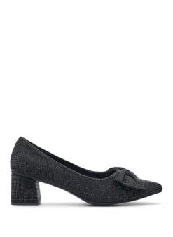 Extra Weite - Pumps mit Schleife und Strasssteinen