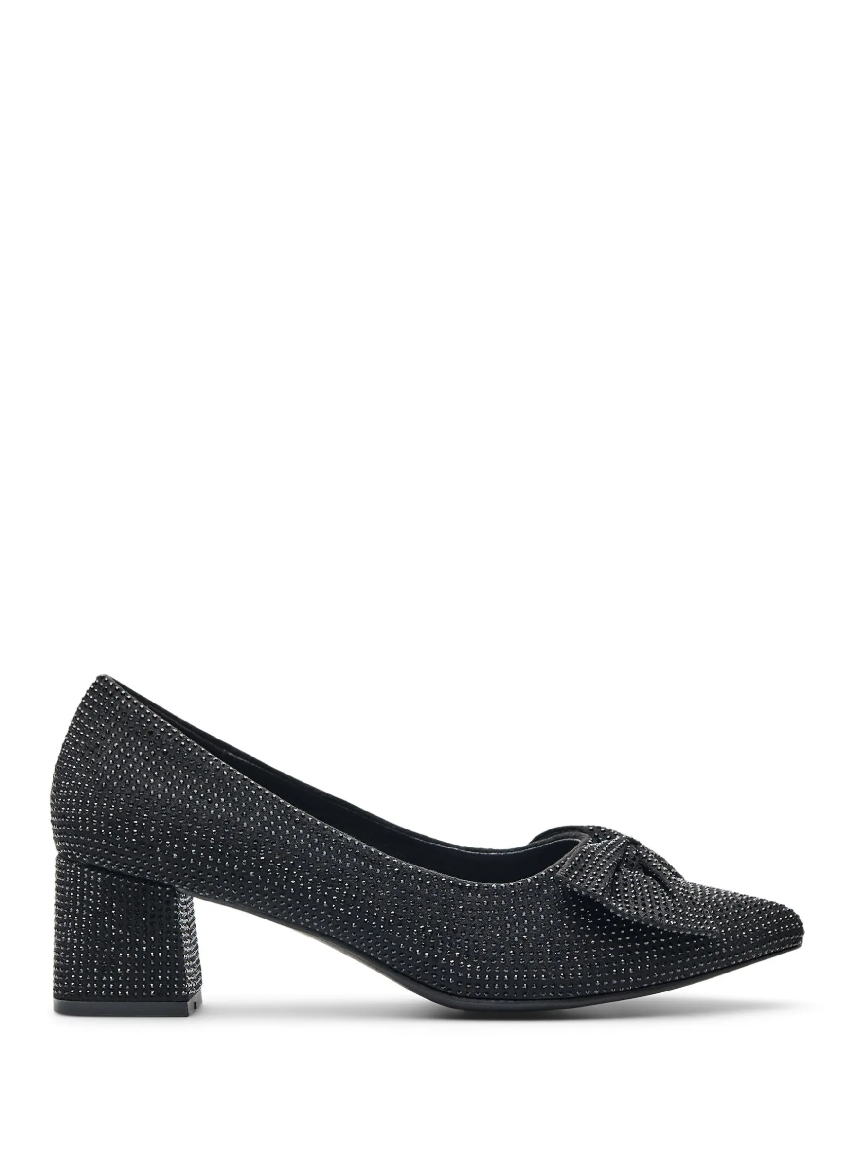 Extra Weite - Pumps mit Schleife und Strasssteinen