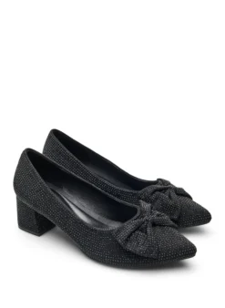 Extra Weite - Pumps mit Schleife und Strasssteinen