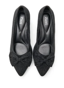 Extra Weite - Pumps mit Schleife und Strasssteinen