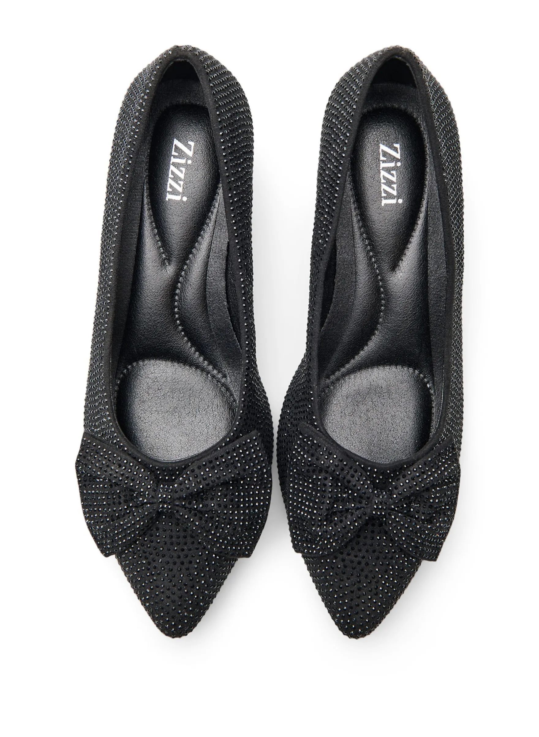 Extra Weite - Pumps mit Schleife und Strasssteinen