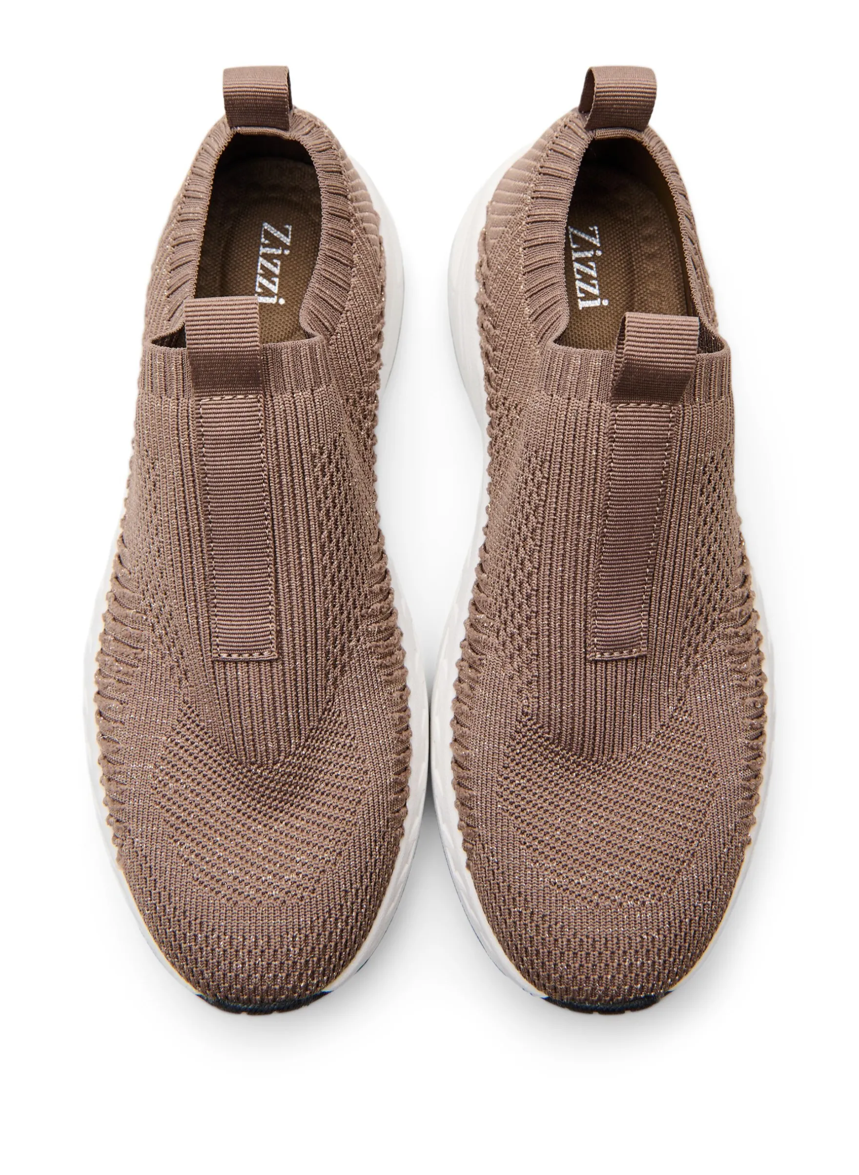 Extra Weite - Sneaker aus Stretch-Strick mit Glitzerfaden
