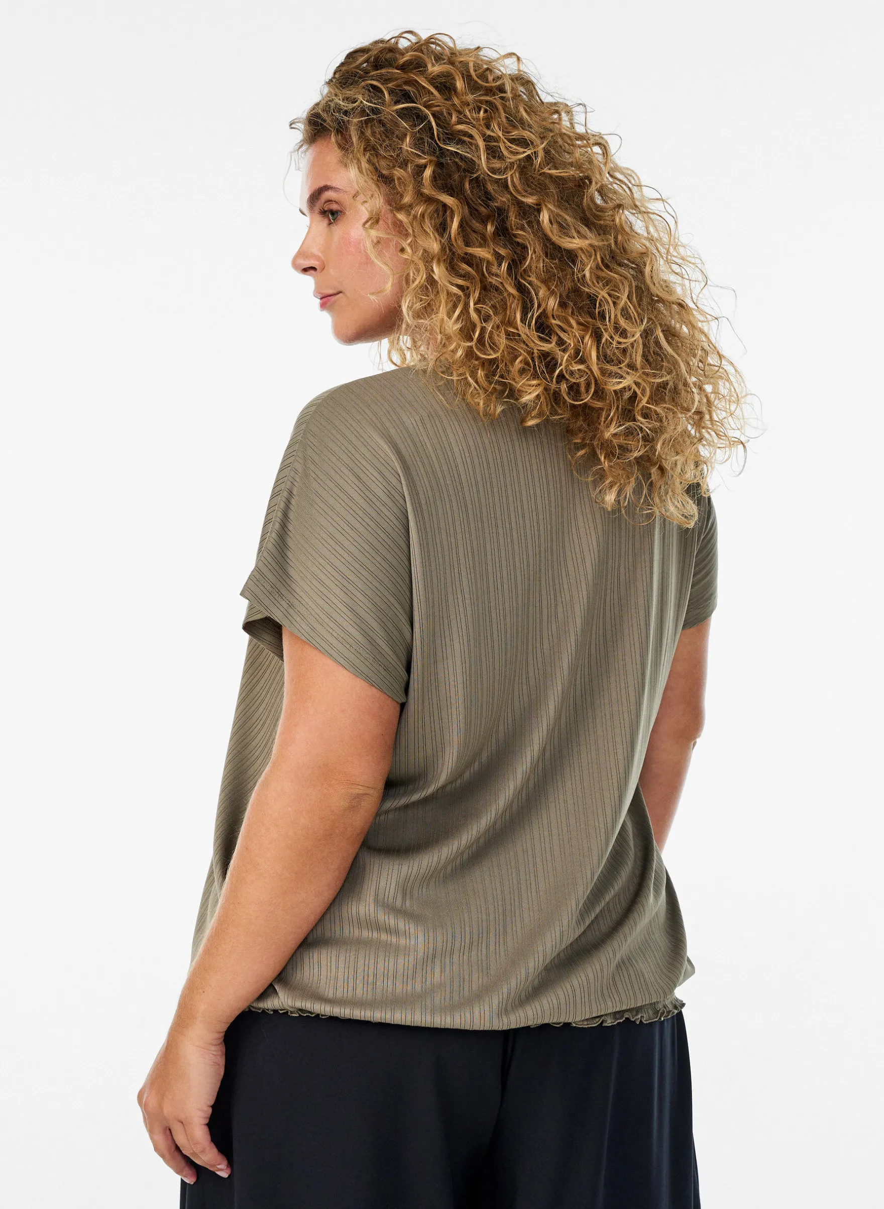FLASH - Jersey-Bluse mit strukturierten Streifen und Smocksaum