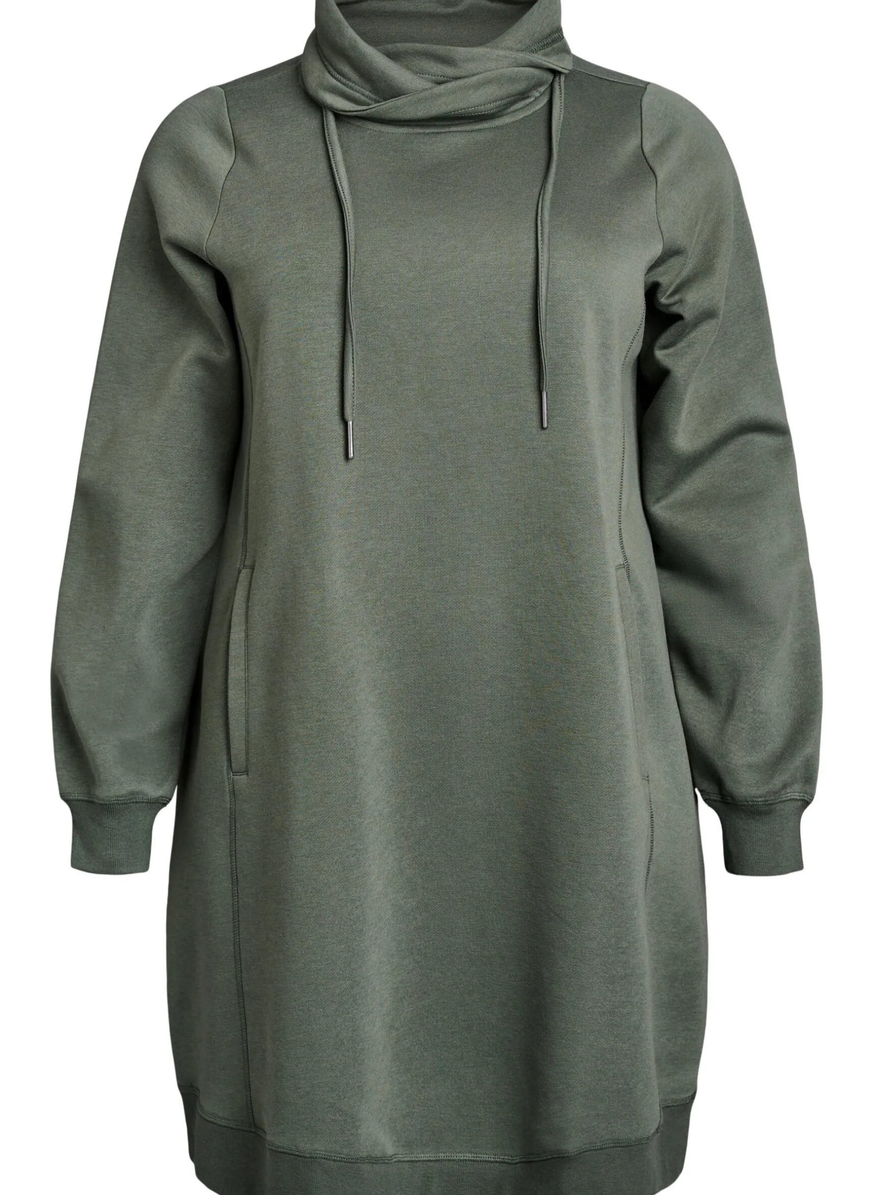 FLASH - Kurzes Sweatshirtkleid mit Stehkragen und Taschen