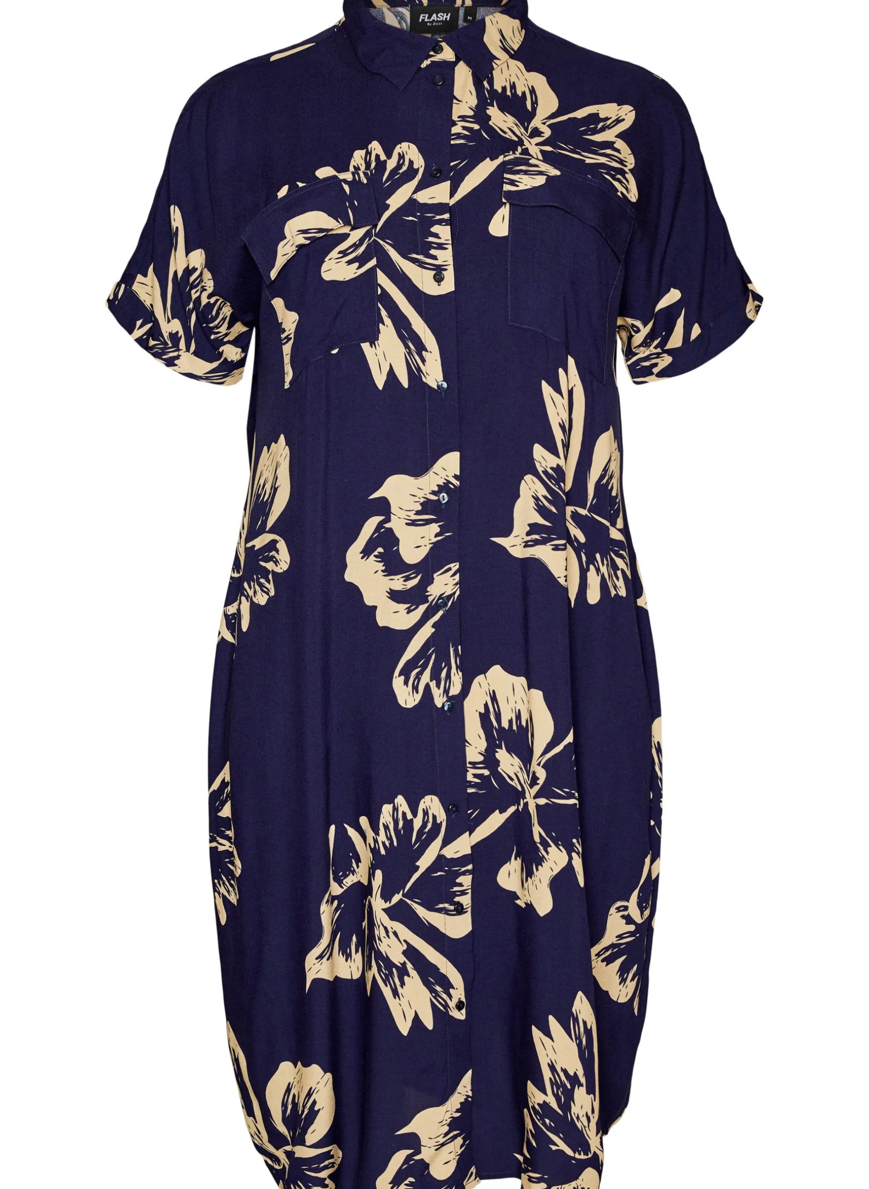FLASH - Langes Hemdkleid mit kurzen Ärmeln