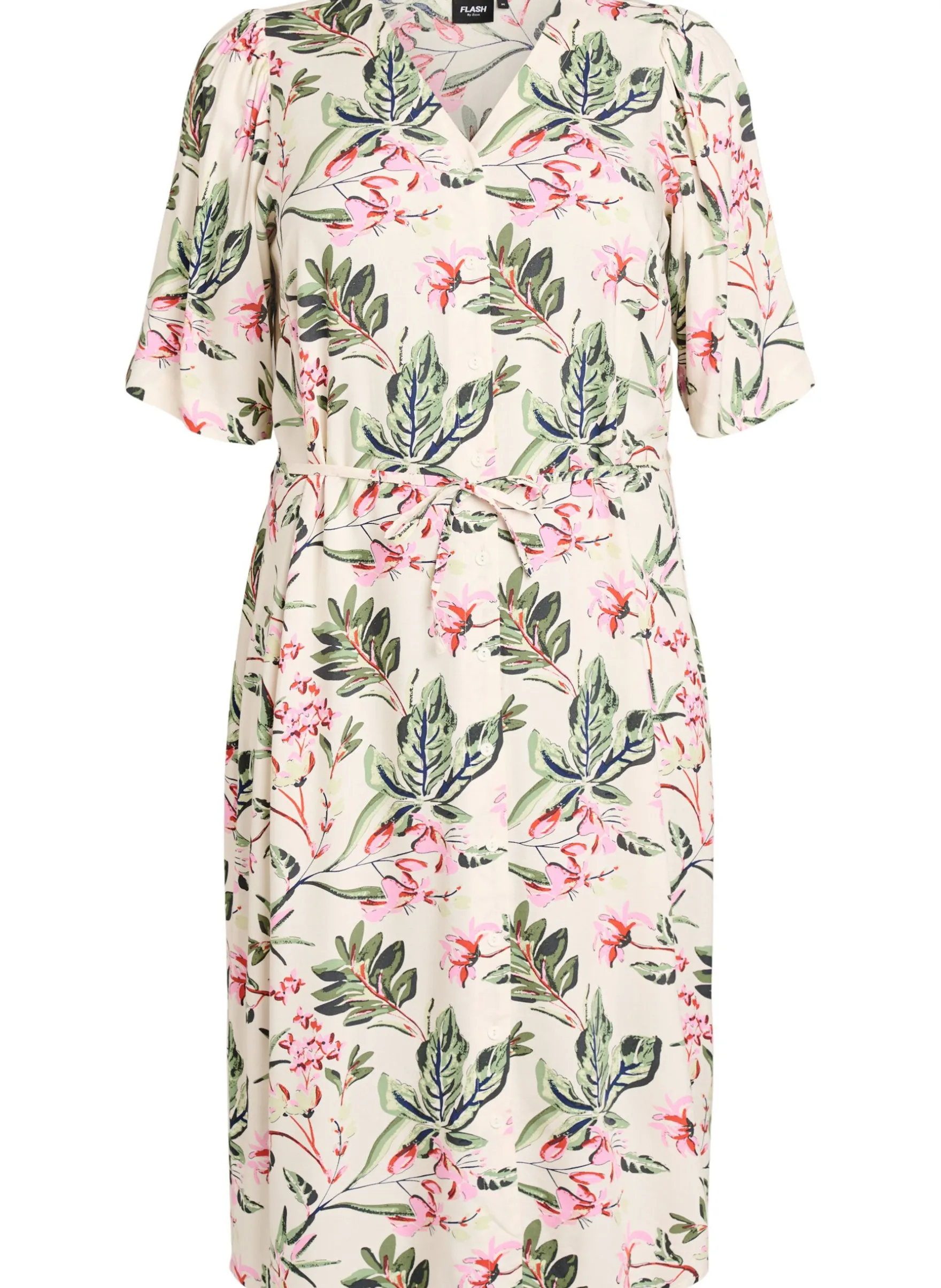 FLASH - Midikleid mit Print und Bindegürtel
