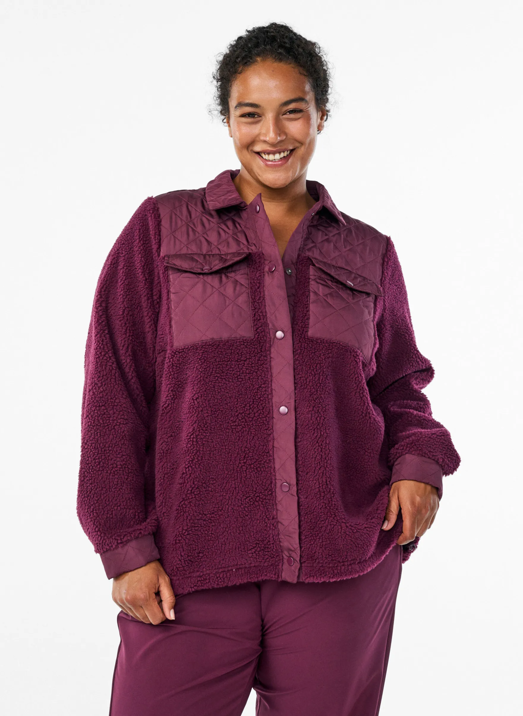 Fleecejacke mit gesteppten Details