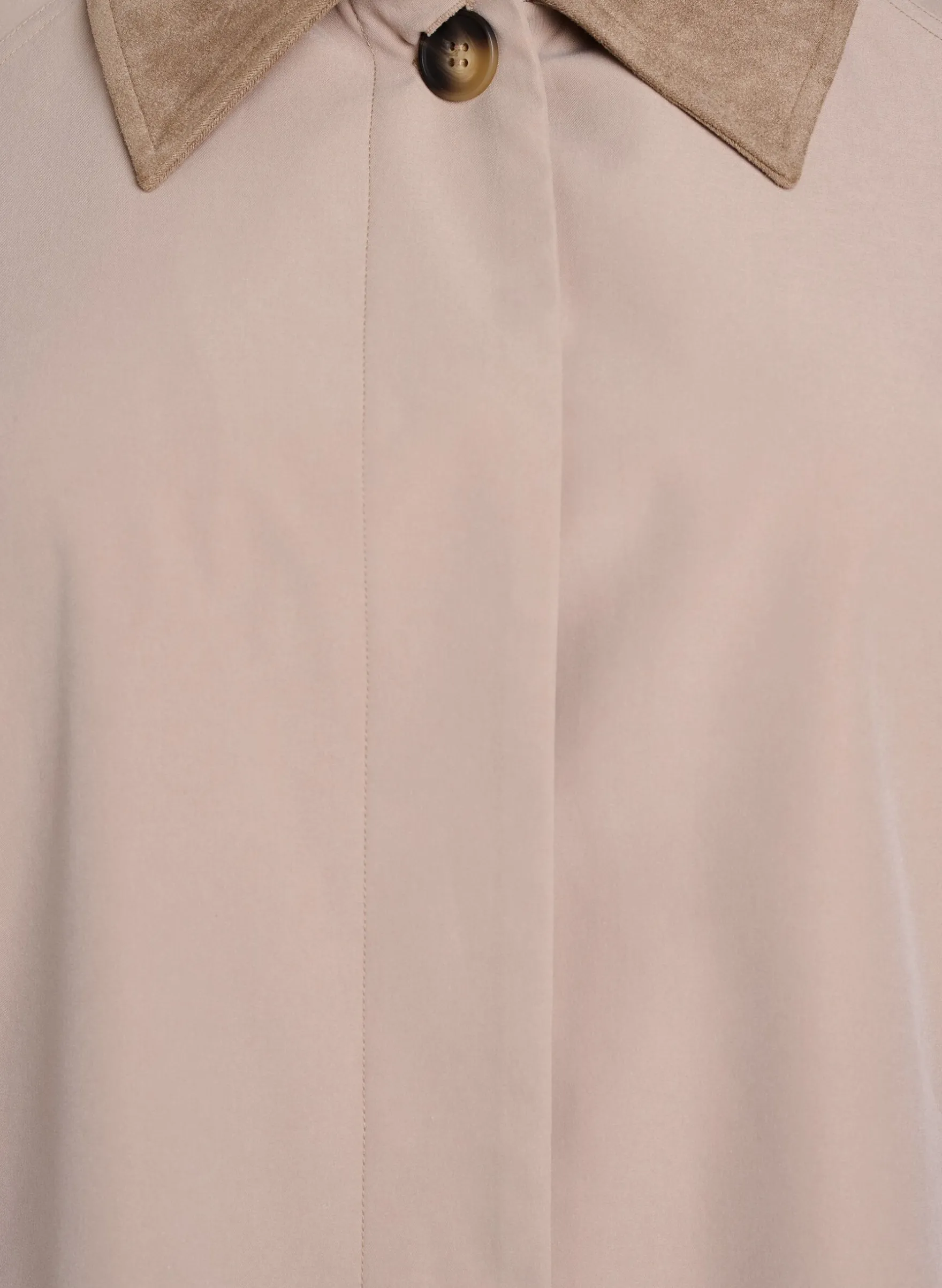 Frühlingsjacke mit Kragen aus Wildlederimitat und verdeckter Knopfleiste