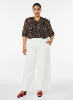 Geblümte Bluse mit V-Ausschnitt