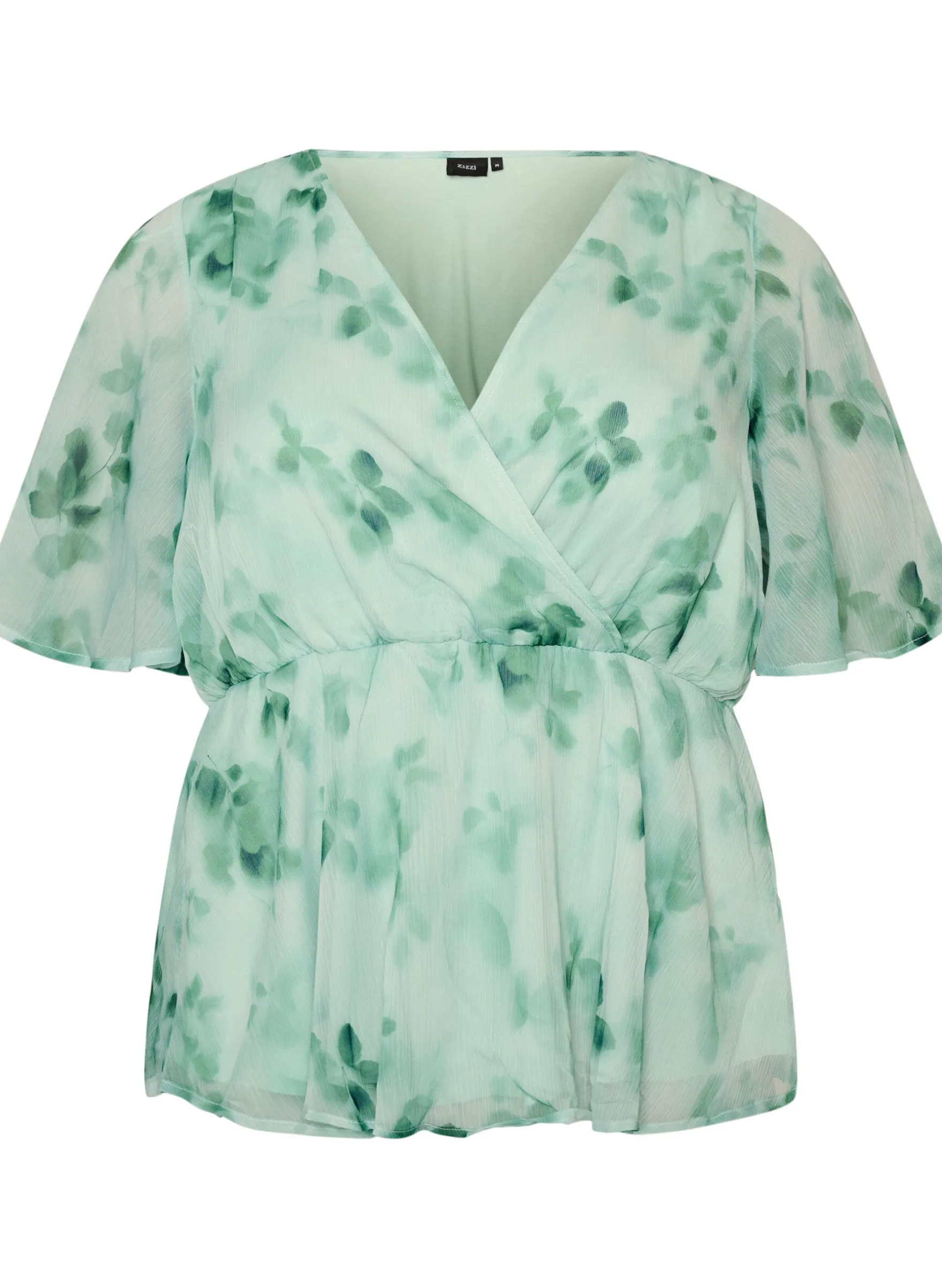 Geblümte Chiffonbluse mit kurzen Ärmeln