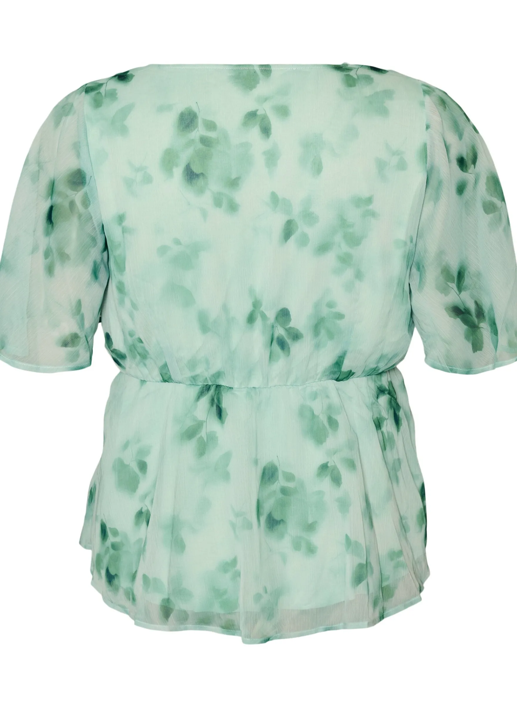 Geblümte Chiffonbluse mit kurzen Ärmeln