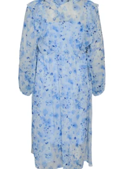 Geblümtes Kleid aus Chiffon mit Rüschen und langen Ärmeln