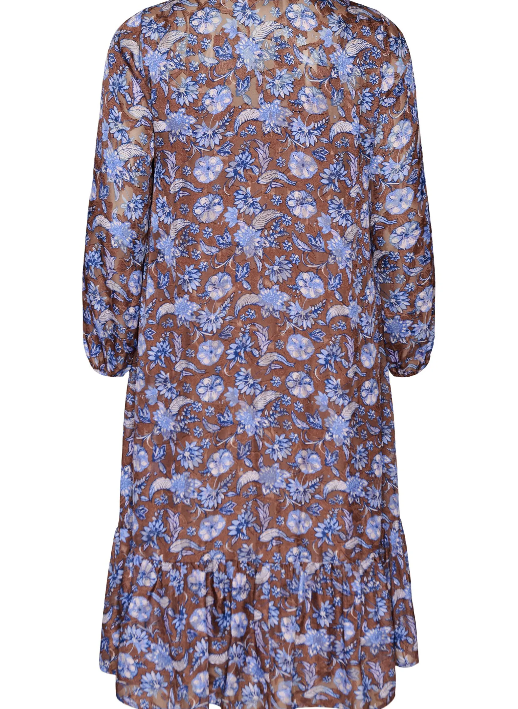 Geblümtes Midikleid mit Rüschensaum