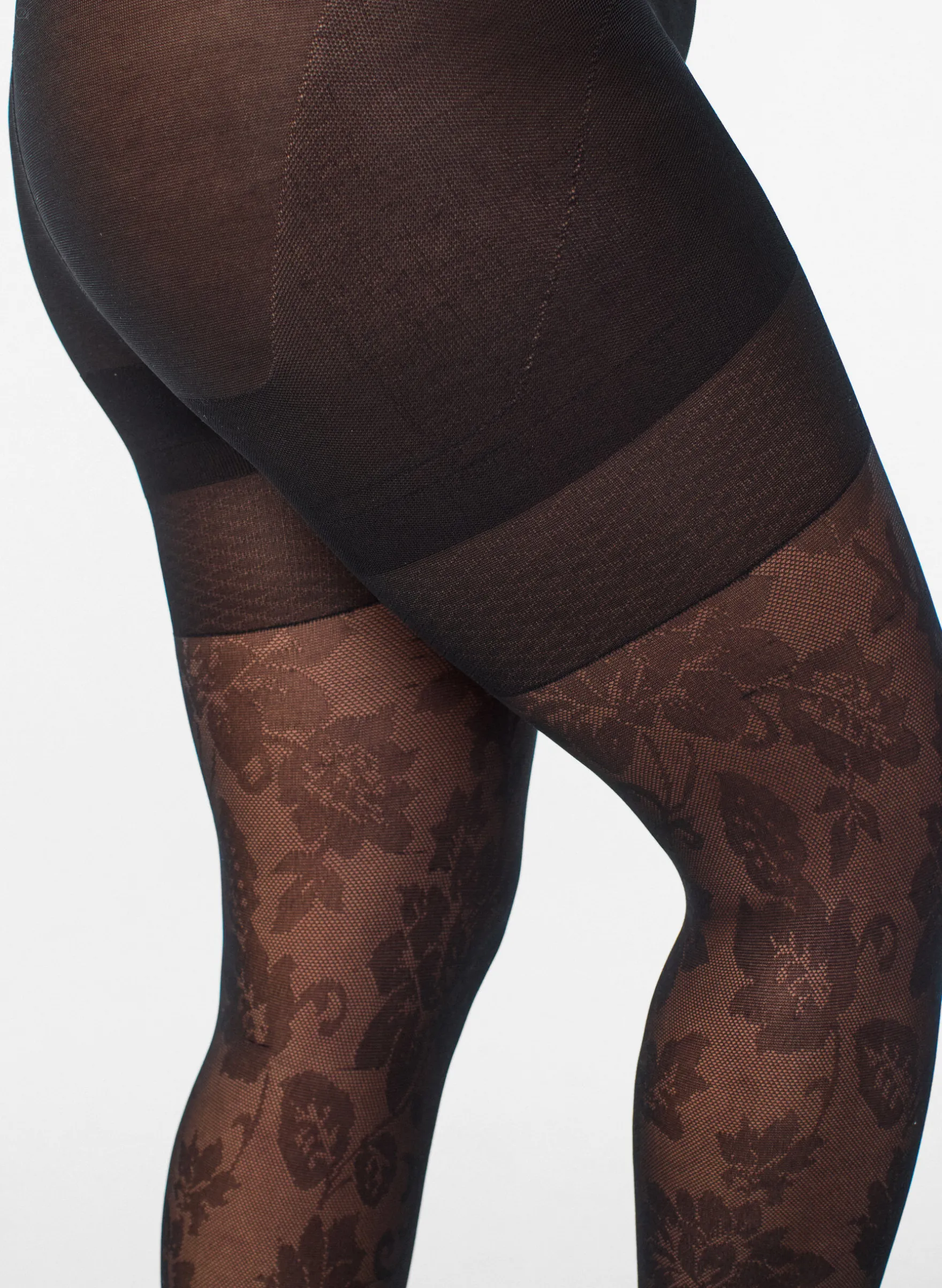 Geblümte Strumpfhose mit Push-up-Effekt - 50 Den