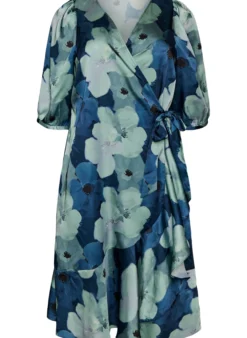 Geblümtes Wickelkleid mit 3/4-Ärmeln