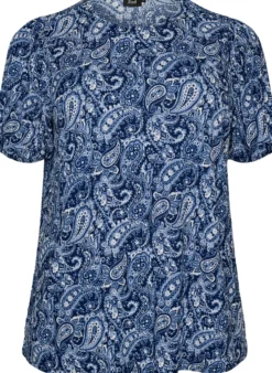 Gemusterte Bluse mit kurzen Ärmeln