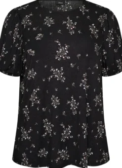 Gemusterte Bluse mit kurzen Ärmeln