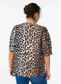 Gemusterte Hemdbluse mit 1/2-Ärmeln