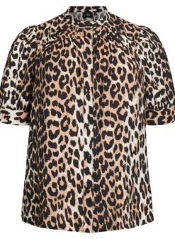 Gemusterte Hemdbluse mit 1/2-Ärmeln
