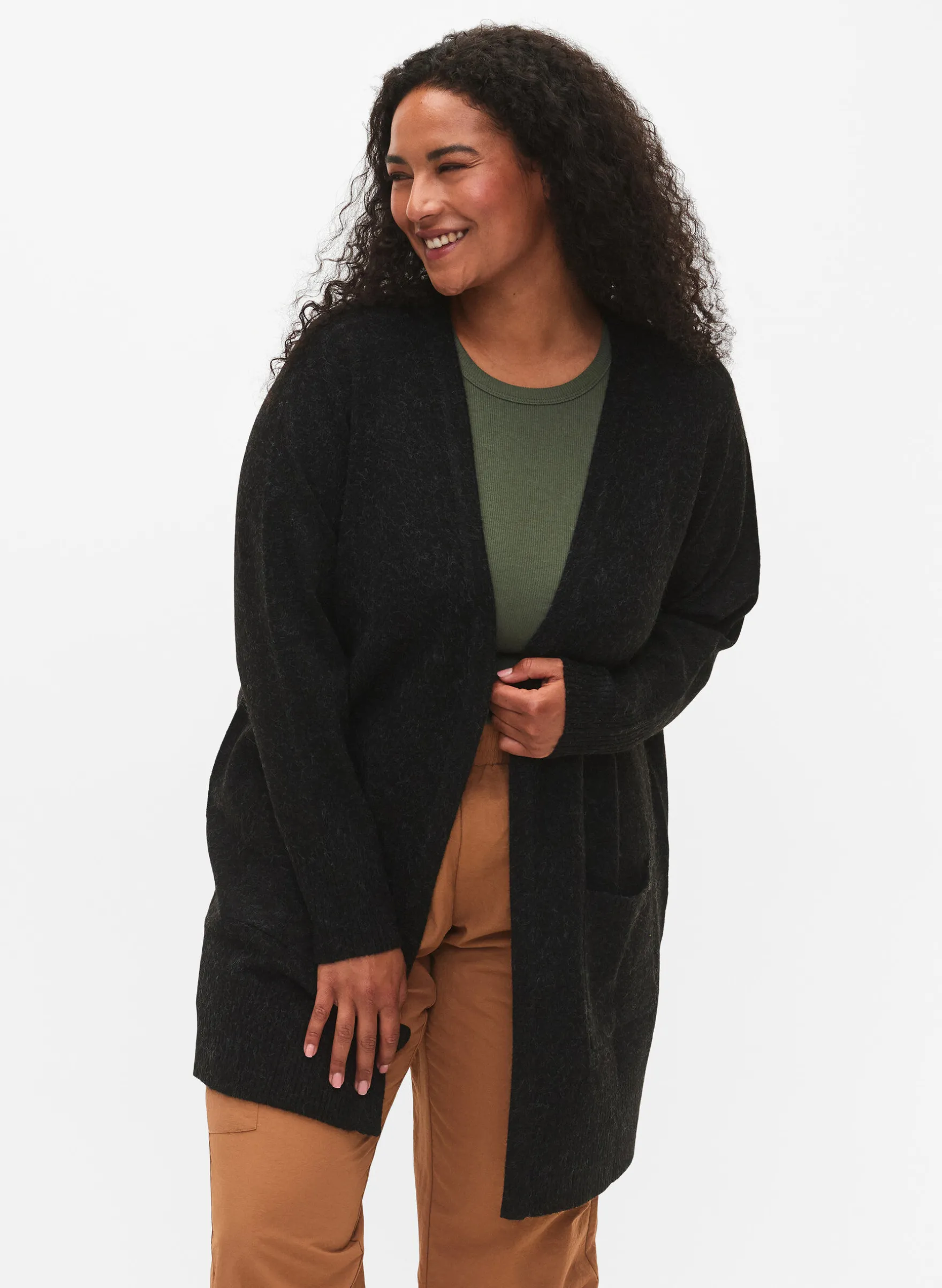 Gemusterter Strickcardigan mit Taschen