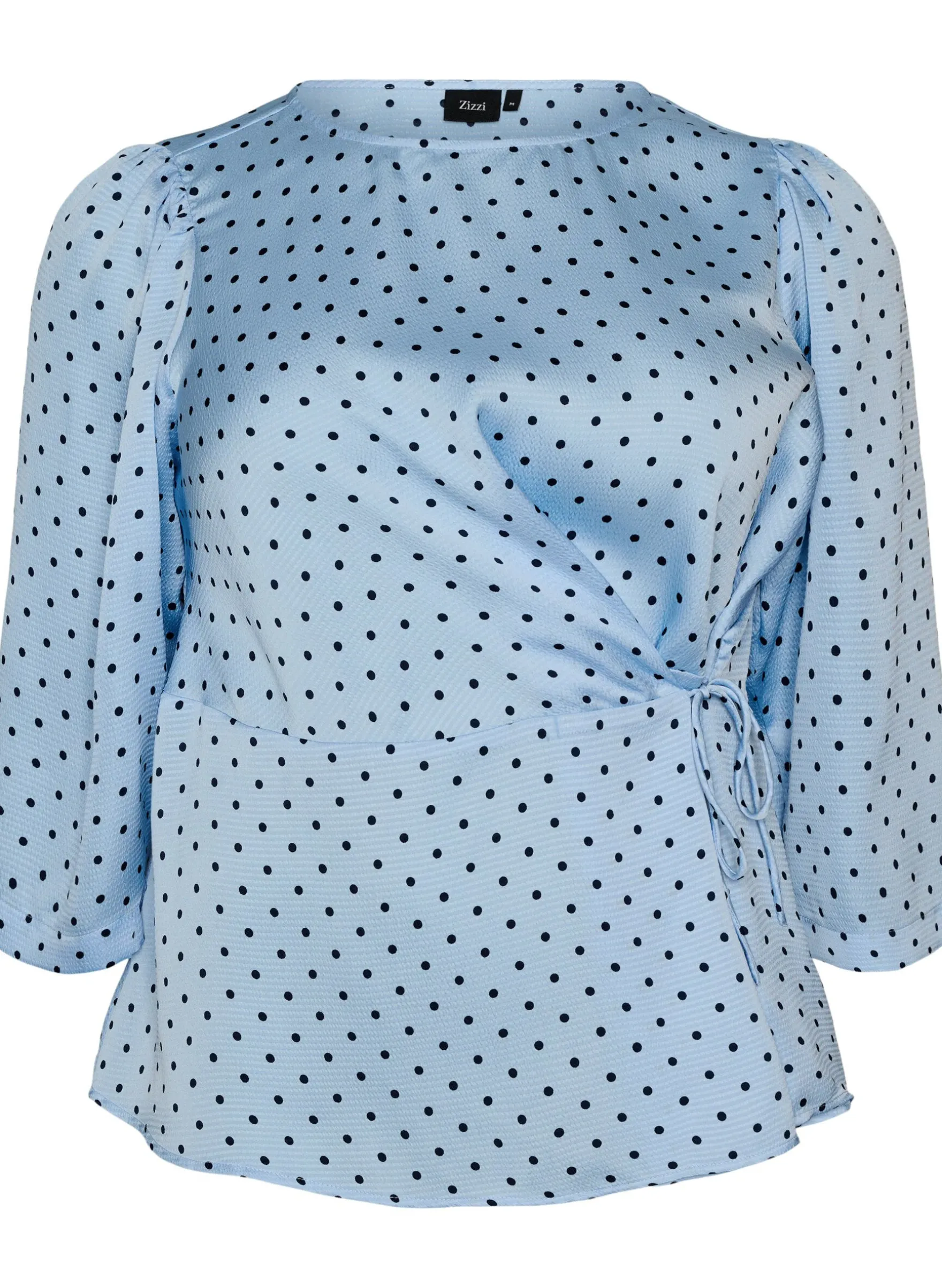 Gepunktete Bluse mit Bindeband und 3/4-Ärmeln