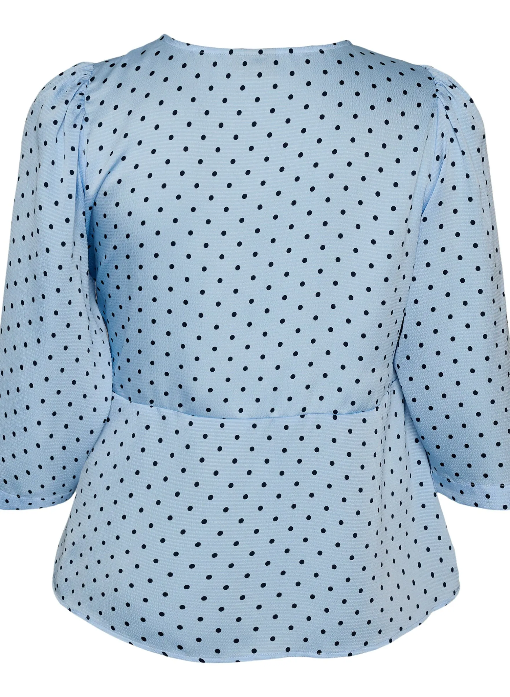 Gepunktete Bluse mit Bindeband und 3/4-Ärmeln