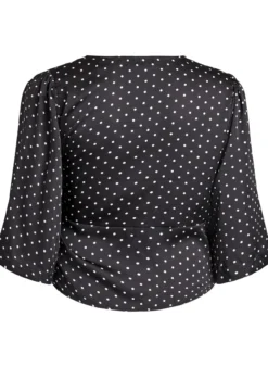 Gepunktete Bluse mit Bindeband und 3/4-Ärmeln