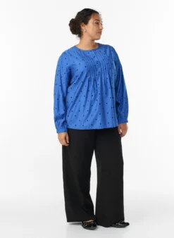 Gepunktete Bluse mit langen Ärmeln