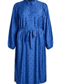 Gepunktetes Midikleid mit abnehmbarem Bindegürtel