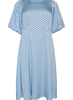 Gepunktetes Midikleid mit eckigem Ausschnitt