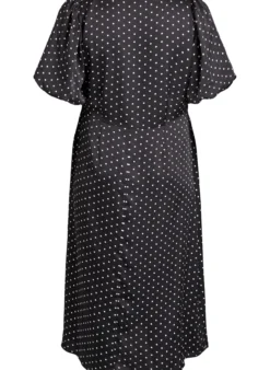 Gepunktetes Midikleid mit eckigem Ausschnitt