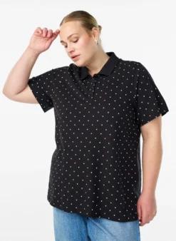 Gepunktetes Poloshirt mit kurzen Ärmeln