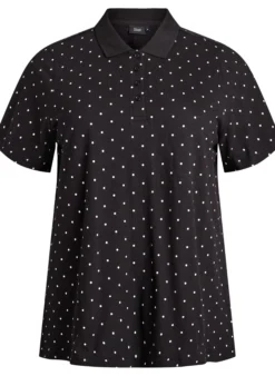 Gepunktetes Poloshirt mit kurzen Ärmeln
