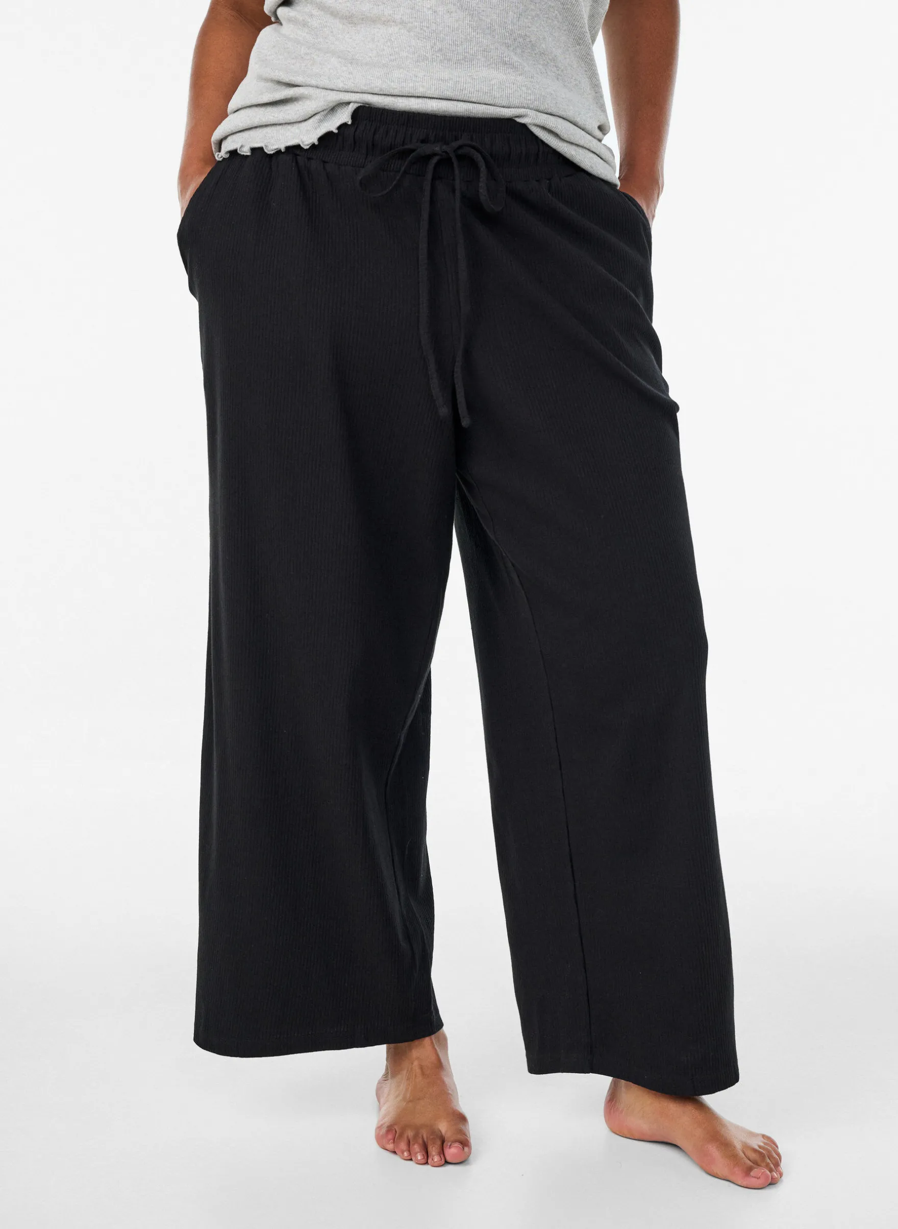 Gerippte Pyjamahose mit geraden Beinen