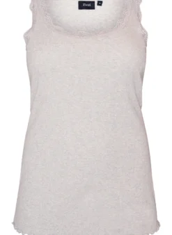 Geripptes Top mit Spitzen