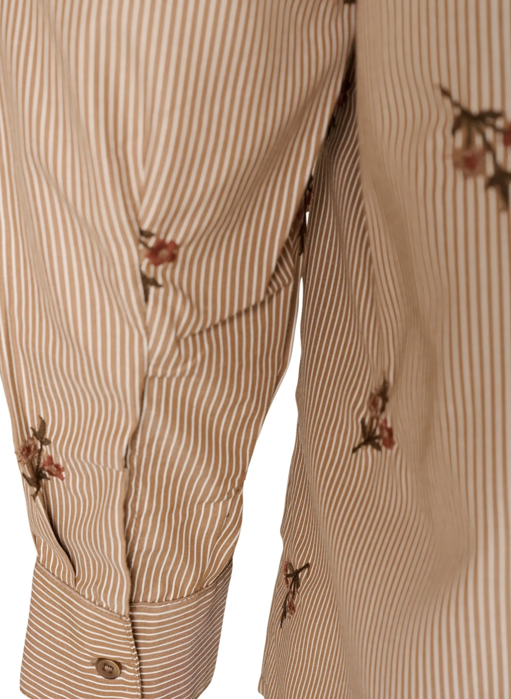 Gestreifte Bluse mit bestickten Blumen