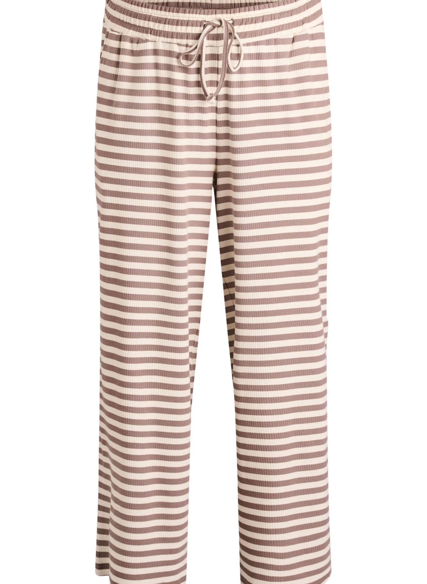 Gestreifte Schlafanzughose mit hoher Taille und weiten Beinen