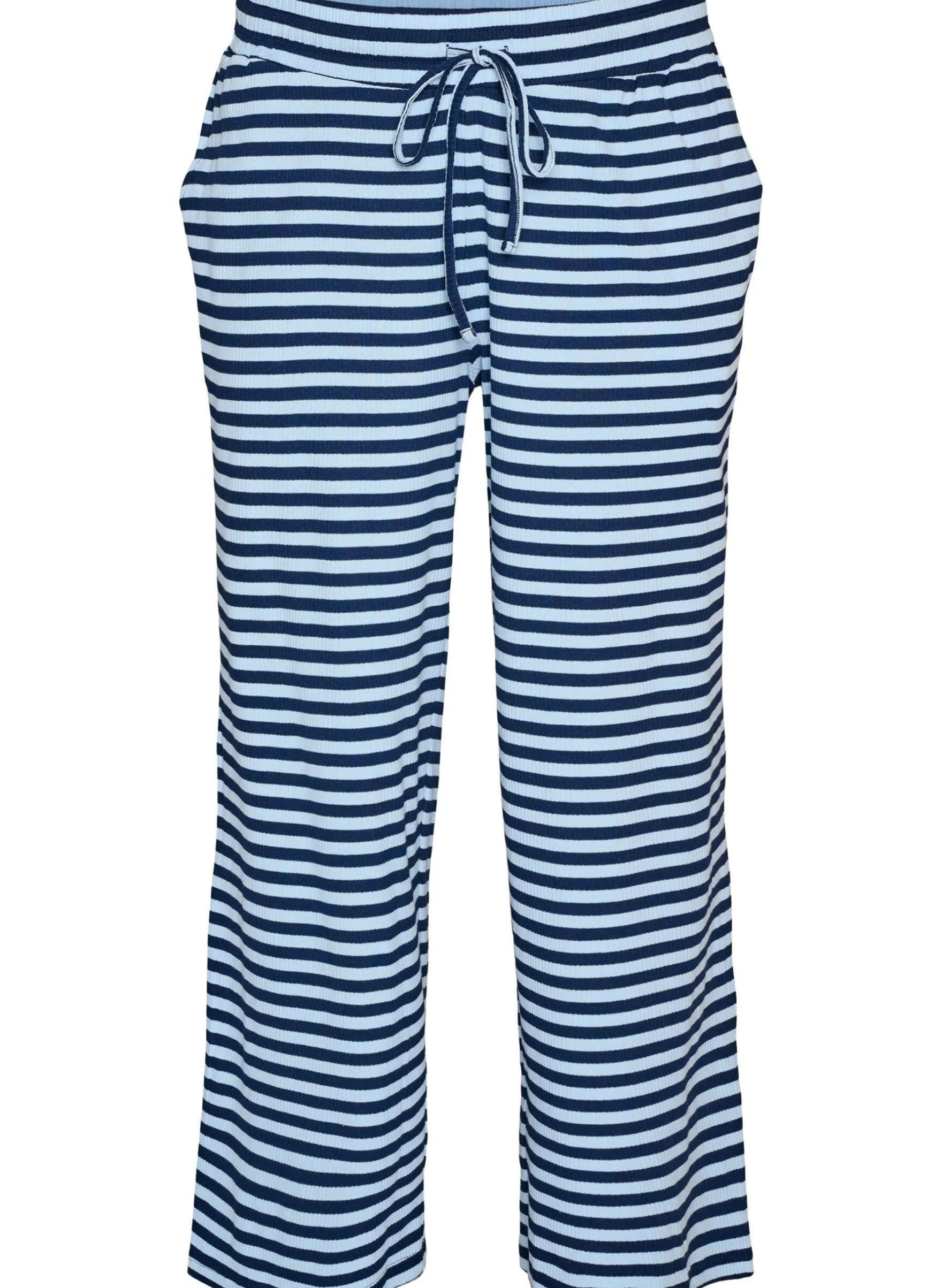 Gestreifte Schlafanzughose mit hoher Taille und weiten Beinen