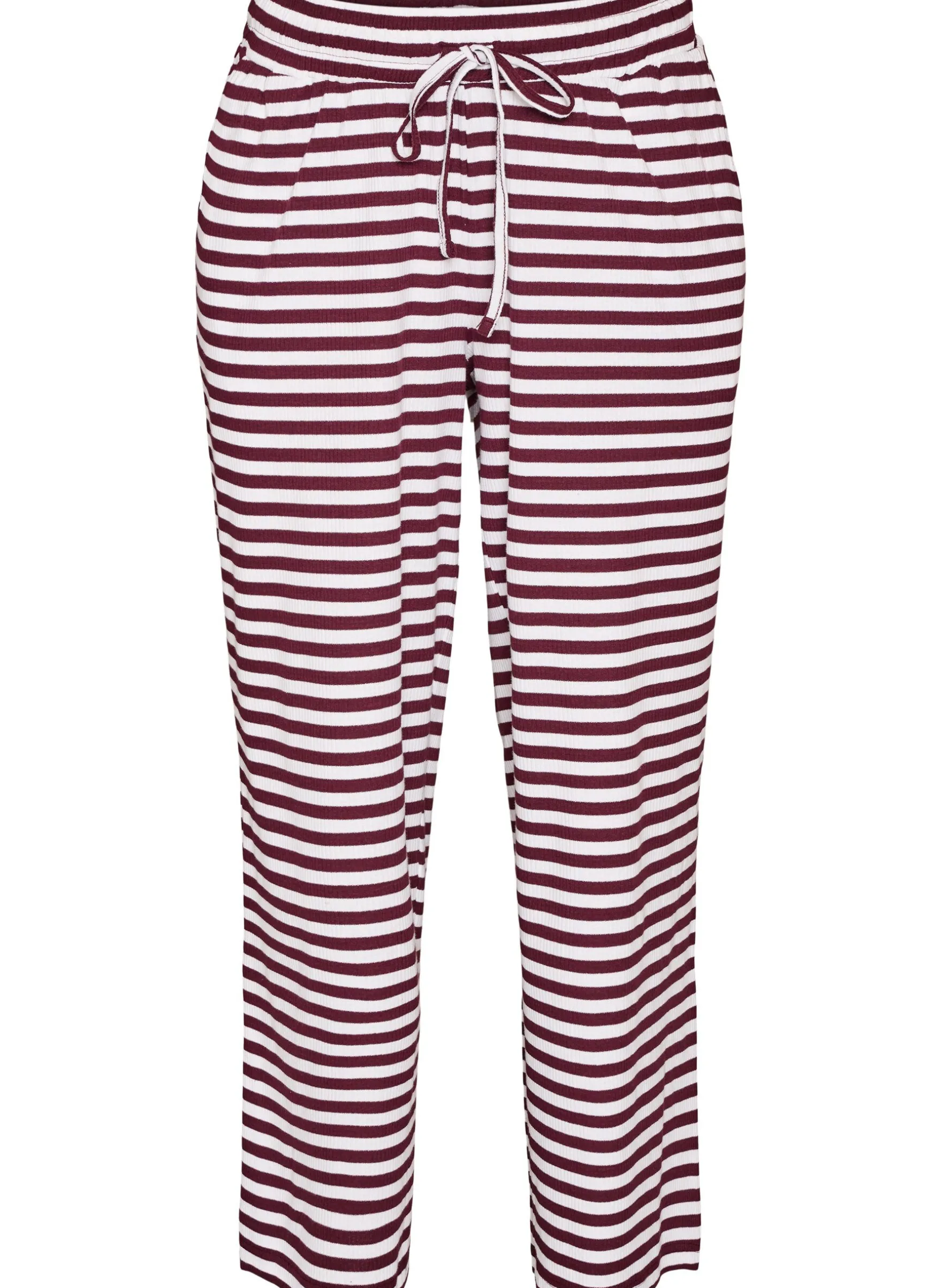 Gestreifte Schlafanzughose mit hoher Taille und weiten Beinen