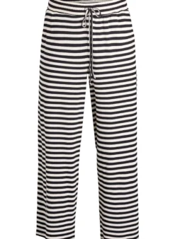 Gestreifte Schlafanzughose mit hoher Taille und weiten Beinen