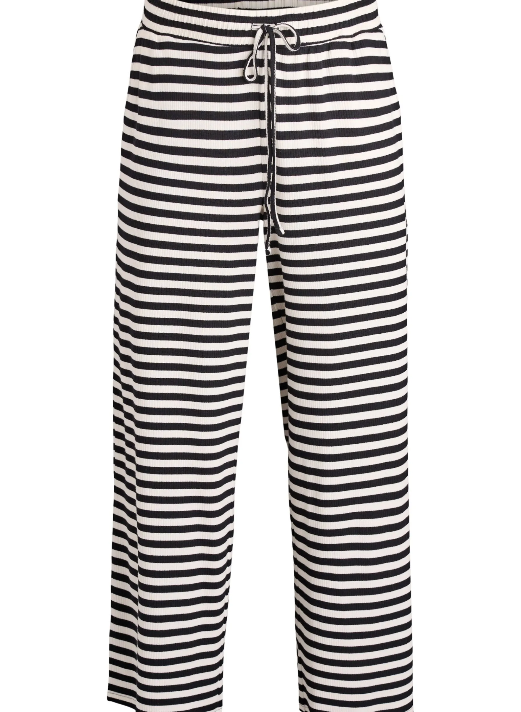 Gestreifte Schlafanzughose mit hoher Taille und weiten Beinen