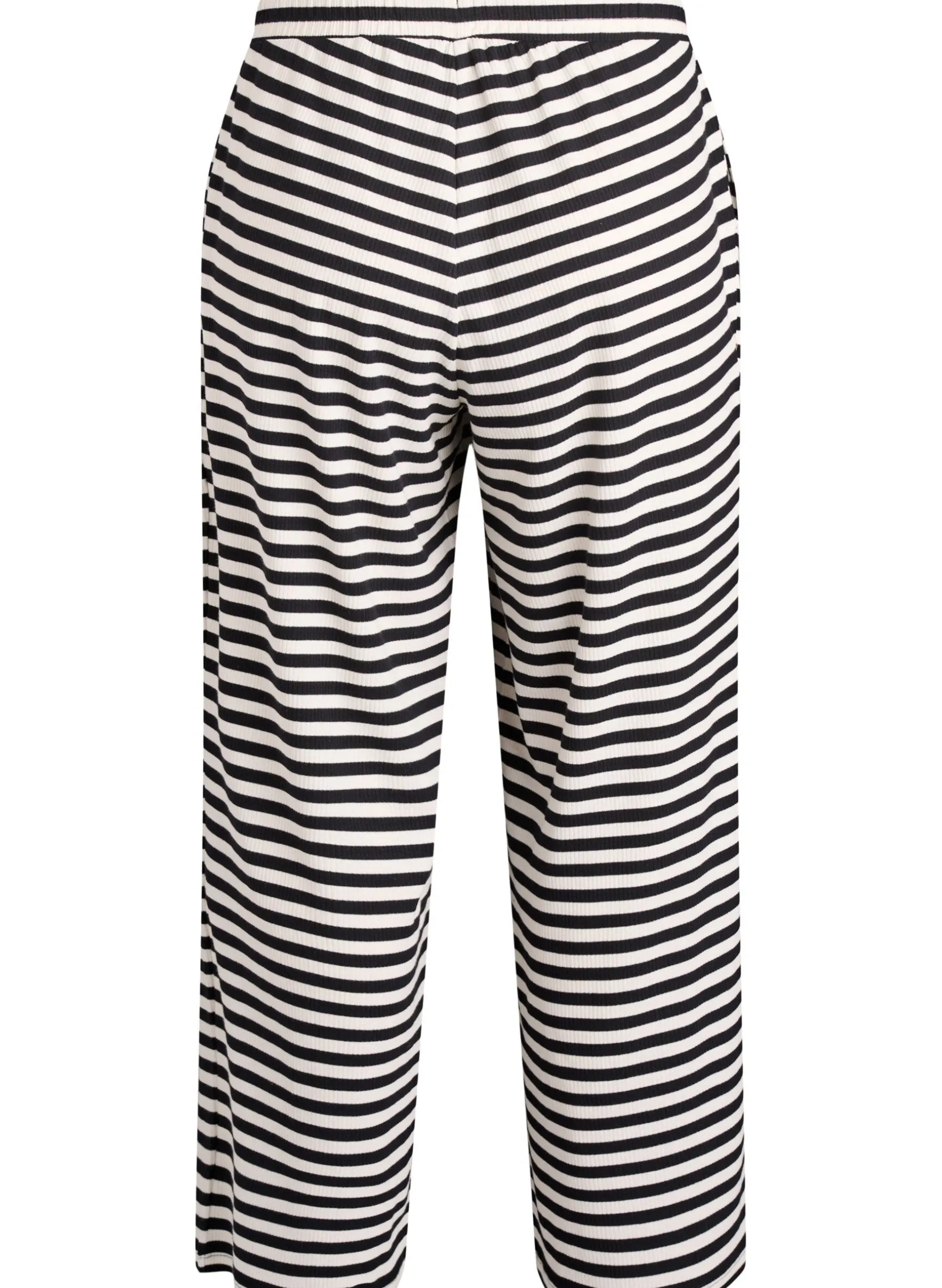 Gestreifte Schlafanzughose mit hoher Taille und weiten Beinen